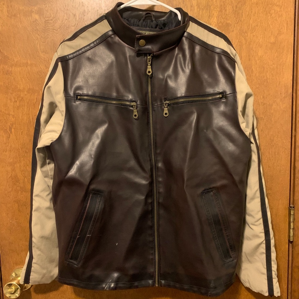 Two Tone Machine Leather Jacket